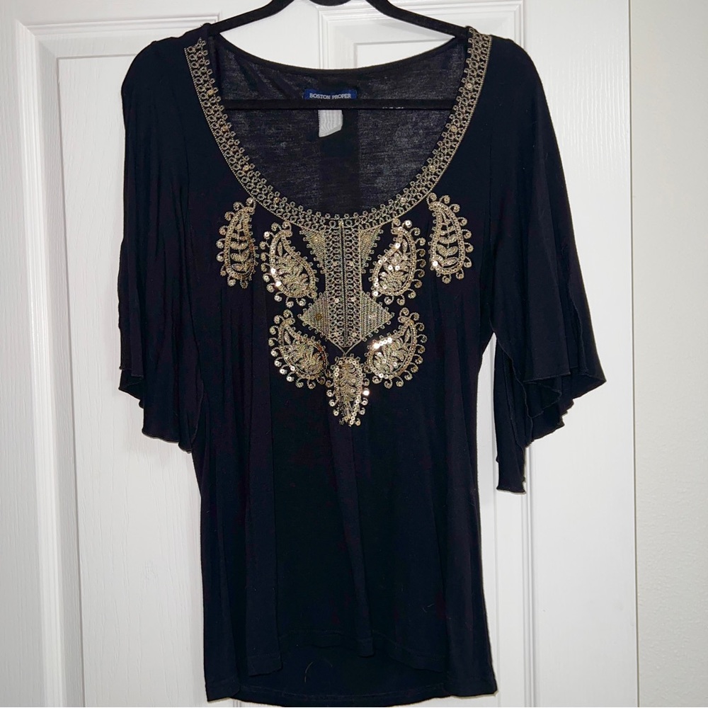 Boston Proper black, U neck top